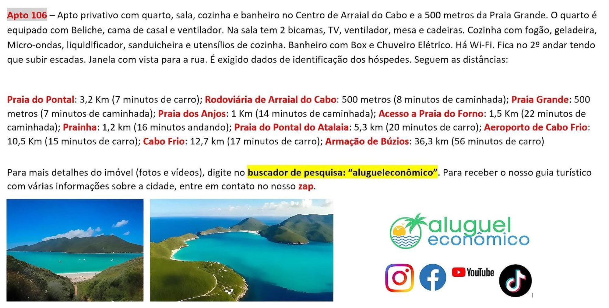 Arraial Do Cabo - Brisas Do Farol - Aluguel Economico Apartment Luaran gambar